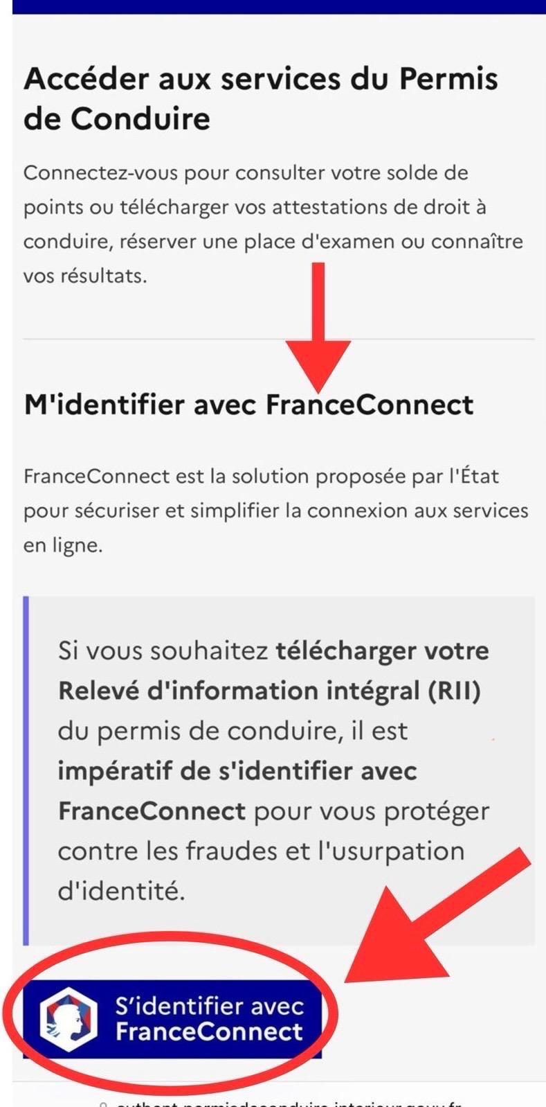 Capture de l’écran de connexion sur France Connect